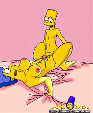 5 pictures of Desperato milf Marge Simpson seduced shy Bart to fuck hard